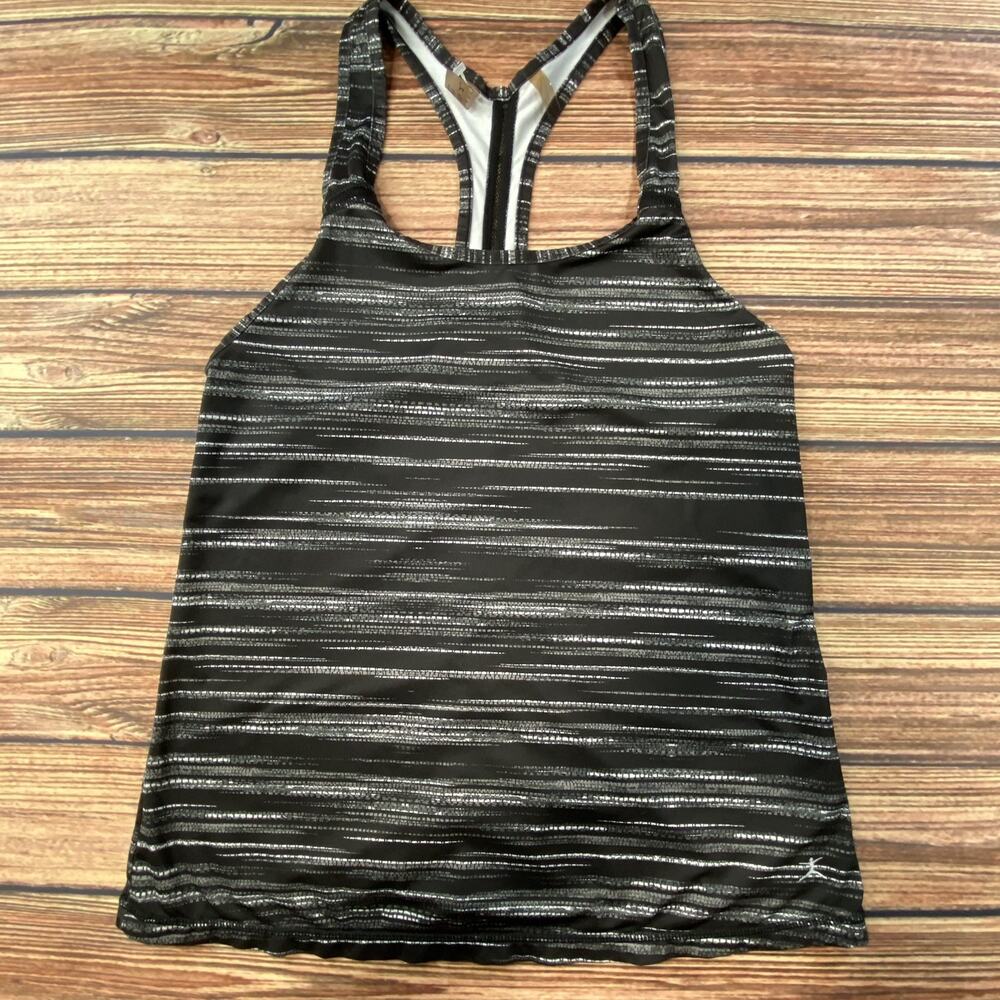 Dan-skin Dri-More Black White Racerback Athletic Tank Top Small